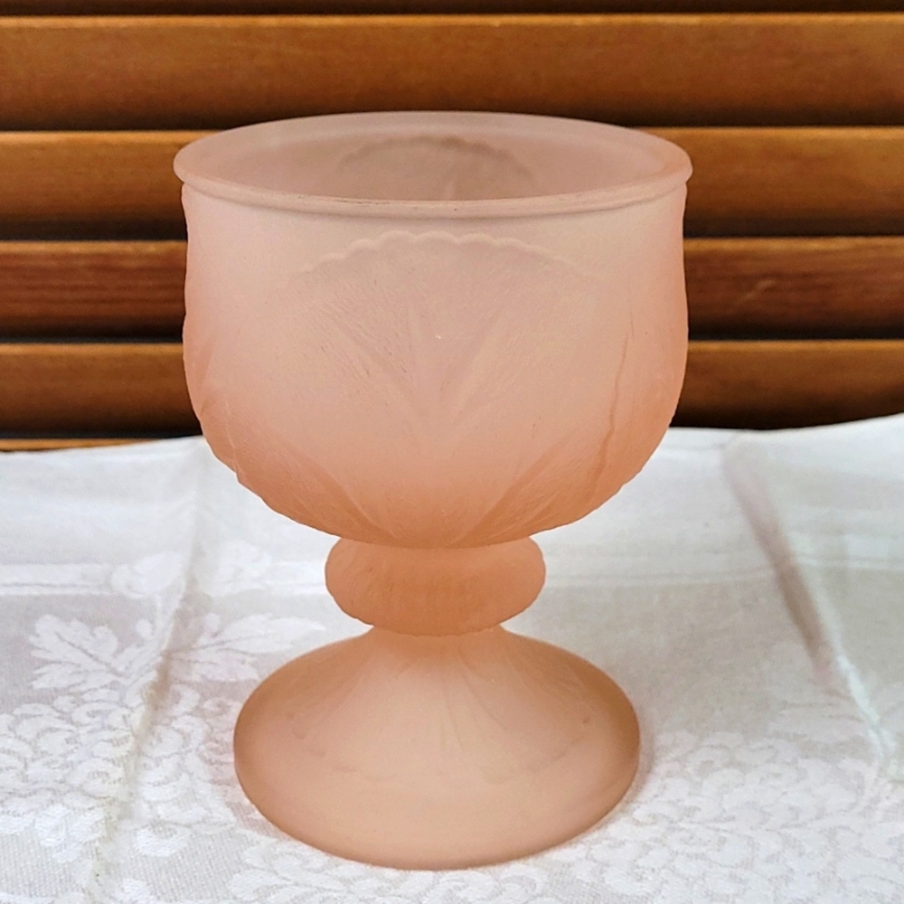 Vintage Pink Satin Glass Candle Holder
